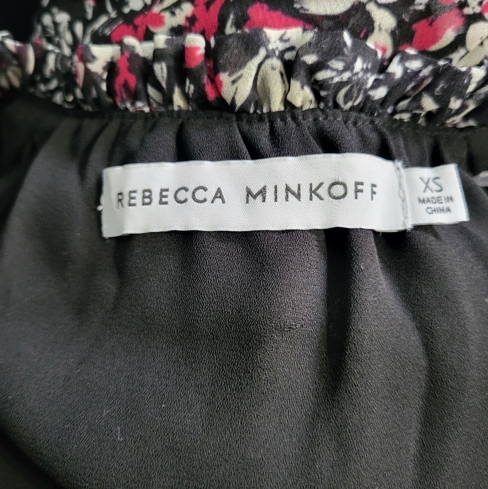Rebecca Minkoff Blouson Dress Pink Floral With White And Black Lined XS - Picture 4 of 13